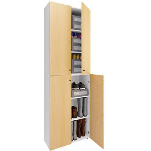 VCM XL houten grote schoenenkast schoenenrek grote laarzen halmeubel Lona 6 vakken scharnierende deuren XL houten grote schoenenkast schoenenrek grote laarzen halmeubel Lona 6 vakken scharnierende deuren