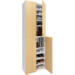 VCM XL houten grote schoenenkast schoenenrek grote laarzen halmeubel Lona 10 vakken scharnierende deuren XL houten grote schoenenkast schoenenrek grote laarzen halmeubel Lona 10 vakken scharnierende deuren