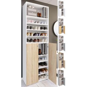 VCM XL houten grote schoenenkast schoenenrek grote laarzen halmeubel Lona 10 vakken XL houten grote schoenenkast schoenenrek grote laarzen halmeubel Lona 10 vakken