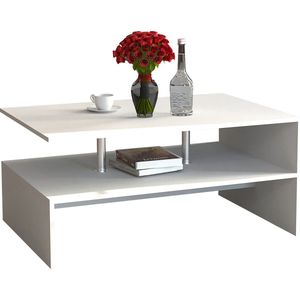 VCM Houten salontafel, salontafel, woonkamertafel, bijzettafel, koffietafel, Maliso, L, wit