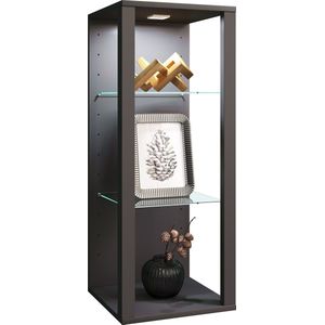 VCM Houten glas wandvitrine hangvitrine vitrine verzamelvitrine glazen vitrine showbox staande vitrine Glasol MW antraciet