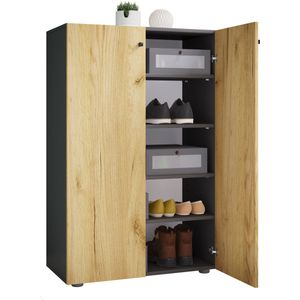 VCM XL houten grote schoenenkast schoenenrek grote laarzen halmeubel Lona 5 vakken XL houten grote schoenenkast schoenenrek grote laarzen halmeubel Lona 5 vakken