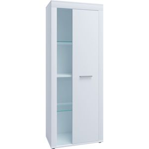 VCM Houten ladekast Dressoir Highboard Vitrinekast Woonkamerkast Usilo Draaideur Glas