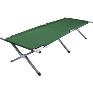 VCM Veldbed, campingbed, aluminium tuinligstoel, ligstoel, opvouwbaar, lengte 190 cm, Tosali M, groen