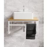 VCM 2-tlg. Waschplatz Waschtisch Badmöbel Set Waschbecken Holz Metall Industrial Style Bitila 60
