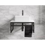 VCM 2-tlg. Waschplatz Waschtisch Badmöbel Set Waschbecken Holz Metall Industrial Style Bitila 60