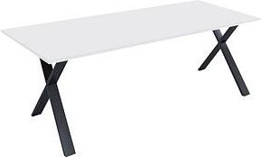 VCM my office Lona Schreibtisch weiß rechteckig, X-Fuß-Gestell schwarz 160,0 x 80,0 cm