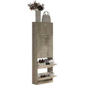 VCM Houten plank Kipper schoenenrek Schoenenkast Schoenenkipper 5 kleppen Sipos XL Houten plank Kipper schoenenrek Schoenenkast Schoenenkipper 5 kleppen Sipos XL