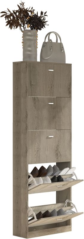 VCM Holz Schuhschrank  Maße: H. 170 x B. 59 x T. 22 cm  5 Klappen - Sipos XL