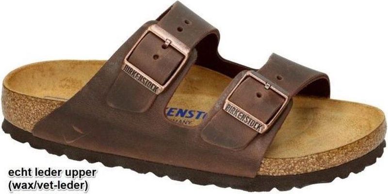 Birkenstock Arizona Habana Zwarte Slippers - Streetwear - Vrouwen