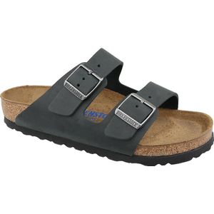 Slipper Birkenstock Unisex Arizona Soft Footbed Oiled Leather Black Regular