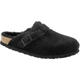 Klomp Birkenstock Unisex Boston Black Black Narrow Suede Sheepskin