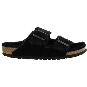 Birkenstock Arizona Shearling Veloursleder Suede Narrow Pantoffels - Black