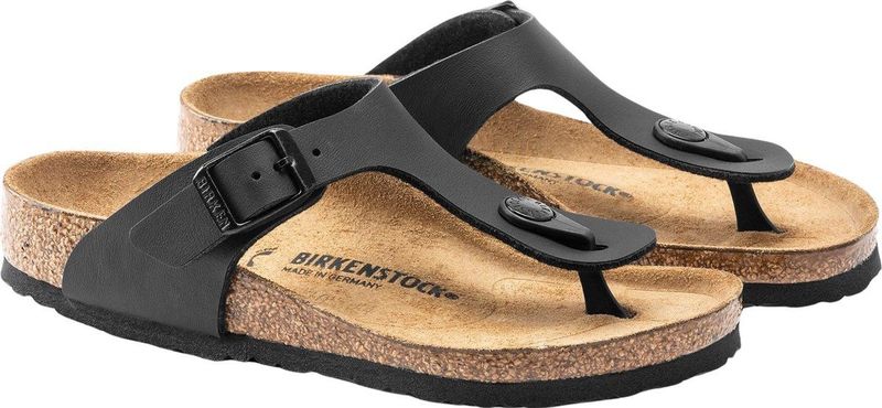 Birkenstock - Gizeh - Slippers - Zwart - Leer/Synthetisch/Kurk