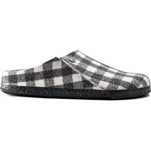 Pantoffel Birkenstock Unisex Zermatt Shearling Wool Felt Plaid White Narrow-Schoenmaat 36