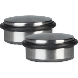 2x deurstopper rvs - deurstop vloer - rondom rubberen ringen - deurvastzetter