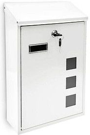 Relaxdays Brievenbus modern design - wandmodel - gelakt metaal - 25x40 cm - wandbrievenbus - wit