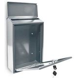 Relaxdays brievenbus muur - metaal - 25 x 40 x 10 cm - klein - met slot - modern - zilver