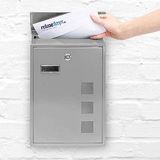 Relaxdays brievenbus muur - metaal - 25 x 40 x 10 cm - klein - met slot - modern - zilver