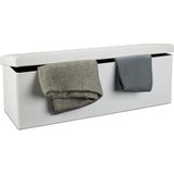 Relaxdays opbergbank kunstleer - opvouwbaar - XL 3-zits bank met opslagruimte - halbank - wit