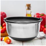 BOWLY - Schalenset - Zilver-Zwart - 4-delig - RVS - Deksel - 14,5 x 25,5 x 25,5 cm