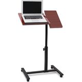 Relaxdays Laptoptafel op wieltjes - houten laptopstandaard - verstelbaar - knietafel - rood