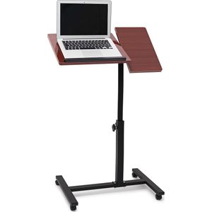 Relaxdays Laptoptafel op wieltjes - houten laptopstandaard - verstelbaar - knietafel - rood