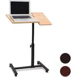 Relaxdays Laptoptisch höhenverstellbar, Laptopständer Holz, mit Rollen, drehbar, HxBxT: 95 x 60 x 40,5 cm, hellbraun