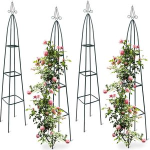 Relaxdays 4 X Obelisk Rankhulp – Metaal - 2 Meter – Ranken – Rozenboog - Klimplanten