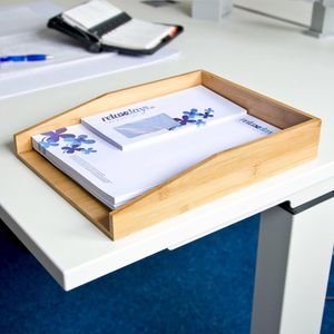 relaxdays Brievenbak- Papier houder bureau - Bamboe hout - 25 x 6 x 33
