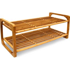 relaxdays Schoenenrek bamboe hout - Houten schoenenplank - Rek plank schoenen ca. 6 paar