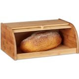 Relaxdays Broodtrommel bamboe hout - Brooddoos rolluik - Broodkast - Brood trommel / kast.