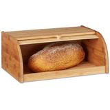 Relaxdays Broodtrommel bamboe hout - Brooddoos rolluik - Broodkast - Brood trommel / kast.