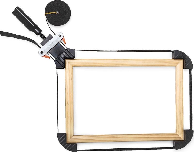 Relaxdays lijstenspanner - 4 meter - lijstenklem met 4 spanhoeken - verstelbaar - 3 x 10 x 28 cm - zwart