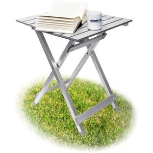 Relaxdays klaptafel aluminium 49 x 47 cm - kleine campingtafel - opklapbaar tafeltje tuin