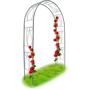 Relaxdays tuinboog met versieringen - gepoedercoat metaal - 233 x 153 x 39 cm - weervast