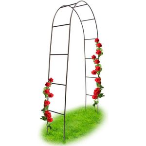 Relaxdays tuinboog metaal - 240 cm - voor klimplanten - vrijstaand - weervast - zwart