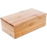 Relaxdays Theedoos - 4 vaks -  Bamboe - 27,5x15,5x9 cm