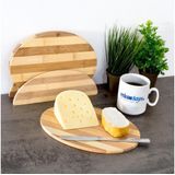 Relaxdays - Frühstücksbrettchen Bambus, hbt: 0,5 x 25 x 18 cm, Küchenbretter 4er Set, mit Halter, Schneidebretter, natur