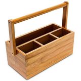 relaxdays Schreibtisch-Organizer braun Bambus 4 Fächer 25,0 x 11,5 x 20,0 cm