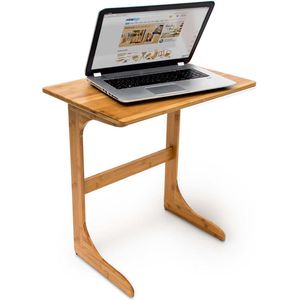 Relaxdays Laptoptafel bamboe - houten bijzettafeltje - 62,5 x 60 x 40 cm - laptopmeubel