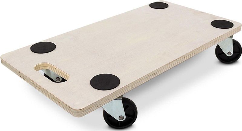 Relaxdays meubelroller - hout - met wieltjes - handgreep - tot 200 kg - antislip - 11 x 58 x 30 cm - naturel