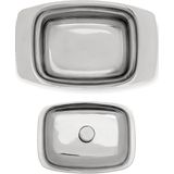 Relaxdays botervloot rvs - deksel - klassiek - voor 250 g boter - 6 x 19,5 x 13 cm - boterschaal - zilver