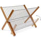 Relaxdays afdruiprek - 27 x 38 x 29 cm - inklapbaar - bamboe - metaal