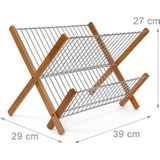 Relaxdays afdruiprek - 27 x 38 x 29 cm - inklapbaar - bamboe - metaal