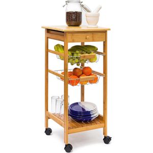 relaxdays Servierwagen JAMES S braun 37,0 x 37,0 x 80,5 cm
