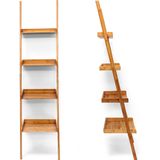Relaxdays ladderrek bamboe - 4 planken - 176 x 44 x 37 cm - smal - hout - natuur