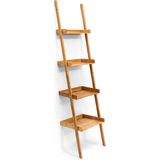 Relaxdays ladderrek bamboe - 4 planken - 176 x 44 x 37 cm - smal - hout - natuur