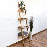 Relaxdays ladderrek bamboe - 4 planken - 176 x 44 x 37 cm - smal - hout - natuur