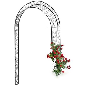 Relaxdays tuinboog klimplanten - rozen - 226 x 144 x 36,5 cm - metaal - zwart